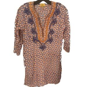 Roberta Roller Rabbit Cotton Embroidered Cover Up Tunic Blouse Top Shirt Sz XS
